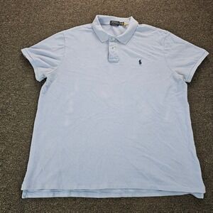 Polo Ralph Lauren Men XXL Custom Slim Fit Polo Shirt Light Blue Short Sleeve